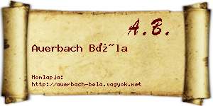 Auerbach Béla névjegykártya
