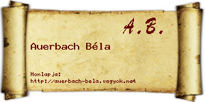 Auerbach Béla névjegykártya